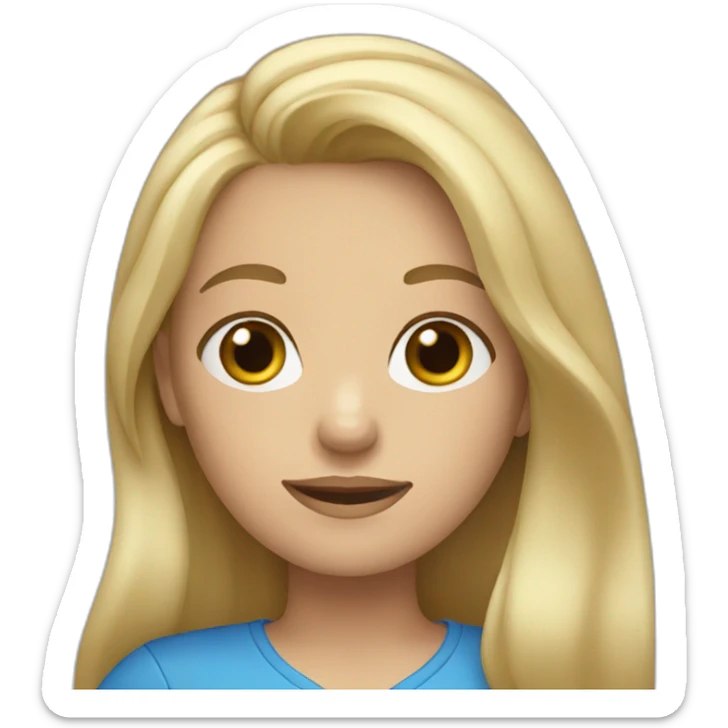 blonde girl with long hair dressed in blue shirt sticker