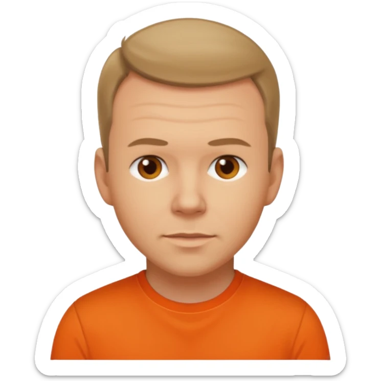 Donnie Wahlberg brown eyes,dark blonde hair, orange shirt  sticker