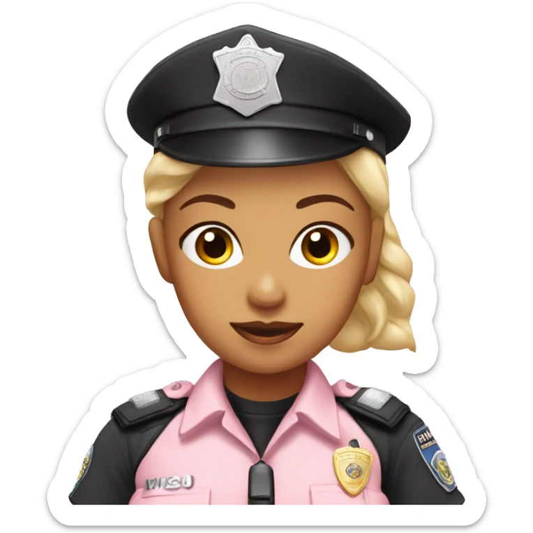 Female police officer in baby pink uniform sticker