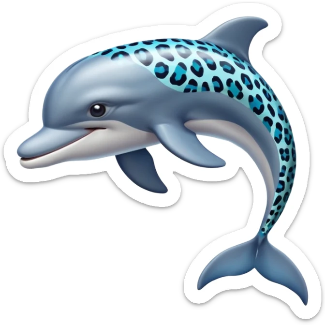 the dolphin emoji, but instead of blue skin it has leopard skin sticker