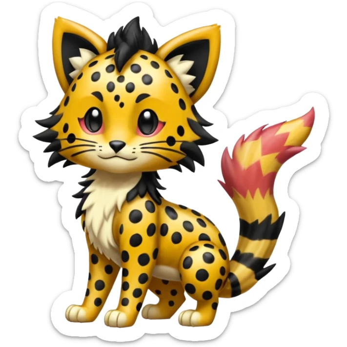 Glossy Sparkly Gembonded Spotty Stripy Hairy Floofy-Poofy Liepard-Linoone-Litten-Pokémon-fusion-creature (full body) sticker