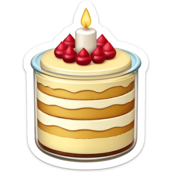 A layered little jar of cake that is gold I only want to be gold like I want the black background to be black. sticker