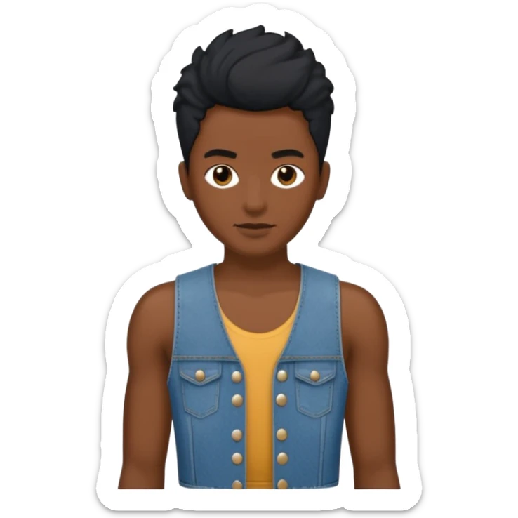 Un personnage noir avec un débardeur blanc et un jean 👖 avec des cheveux court  sticker
