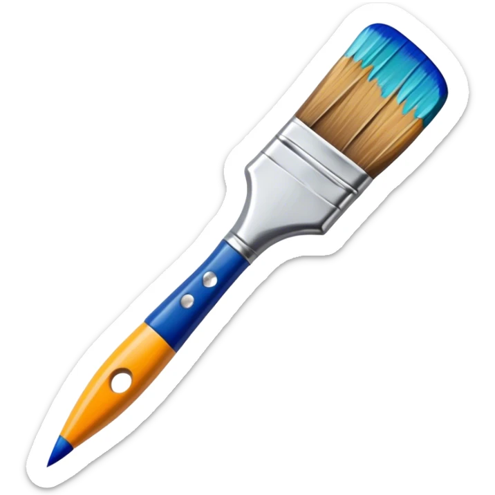 Metal painting icon, hand-painted metal object like a plate or decorative piece with intricate patterns, visible paintbrush, metal surface with vibrant enamel or acrylic paints, no finished artwork, just the painting process, minimalistic style, clean lines, transparent background. sticker