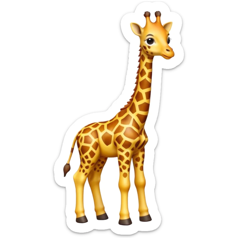 Isolated, breathtakingly vivid and intricately detailed digital illustration of the most incredibly adorable spotted baby giraffe figurine imaginable, toy style. sticker