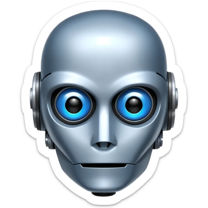 Crée-moi un robot sympathique, pour un chatbot moderne, je veux uniquement la tête sans le corps inspiré de Star Wars sticker