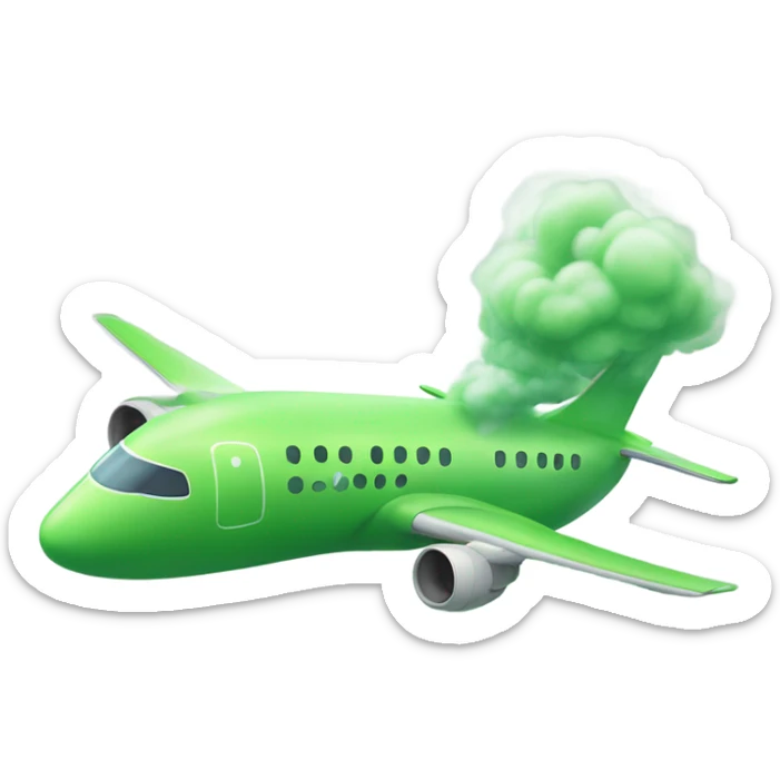 Create a picture of an aeroplane that is farting in emoji style sticker