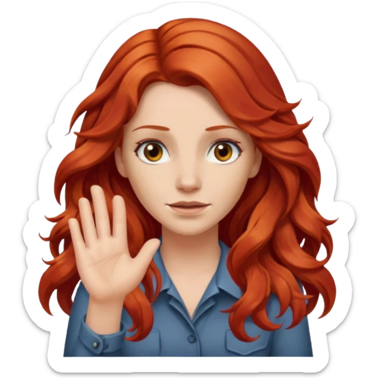 Intense fear of public speaking, white woman, long curly red hair, make hair more wavy and less puffy sticker
