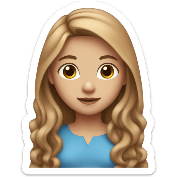 Girl with light brown brown long hair, blue eyes, and peachy skin  sticker