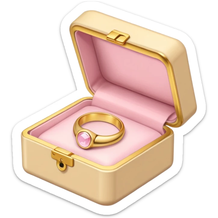 The ring in the box in soft pink, beige and yellow pastel colors sticker