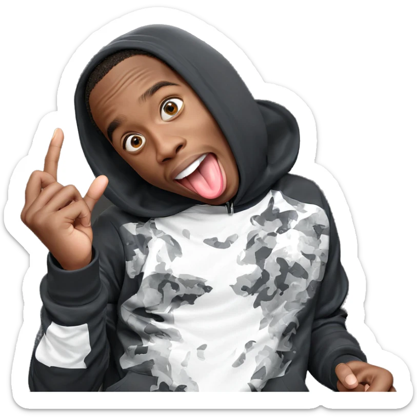 playful boy sticking tongue out sticker