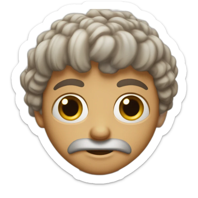 Créame un emoji de un personaje con cara larga con lente ojos pequeños con poco pelo sticker