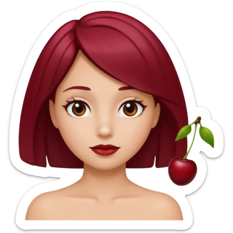 I take second photo but change the color of the hair for a red cherry or burgundy sticker