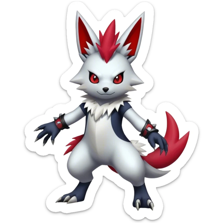 Epic Shiny Cool Edgy Punk Zangoose-Zorua-Pokemon-fakemon-hybrid-animal Full Body  sticker