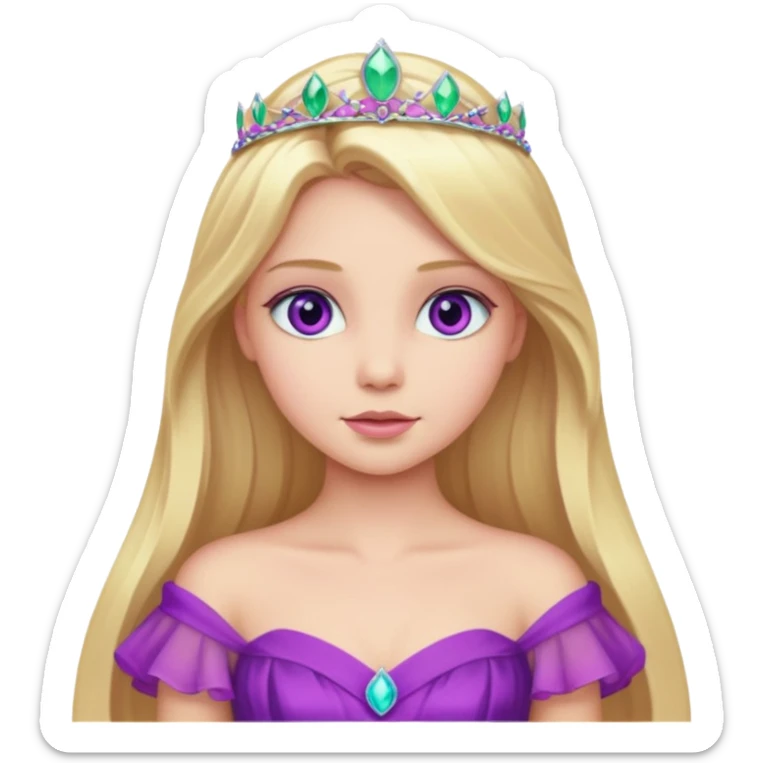 Aurora with long blonde hair, violet eyes, pink outfit sticker