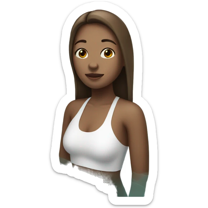 girl with white skin and brown hair doing swimming sticker