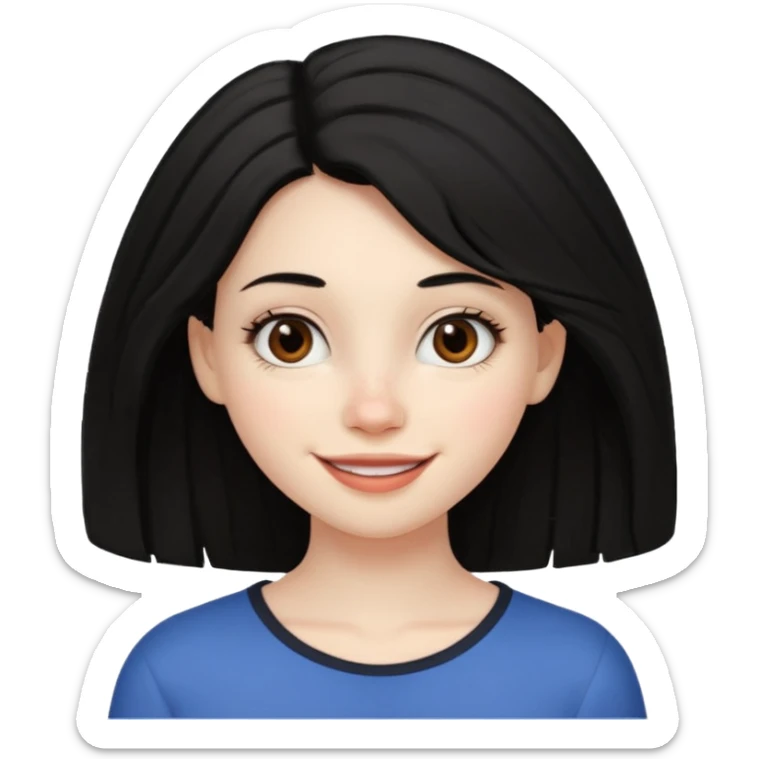 a girl that has black 4c hair textures and pale skin color, It has brown eyes, a nose, lips, and it’s smiling. sticker