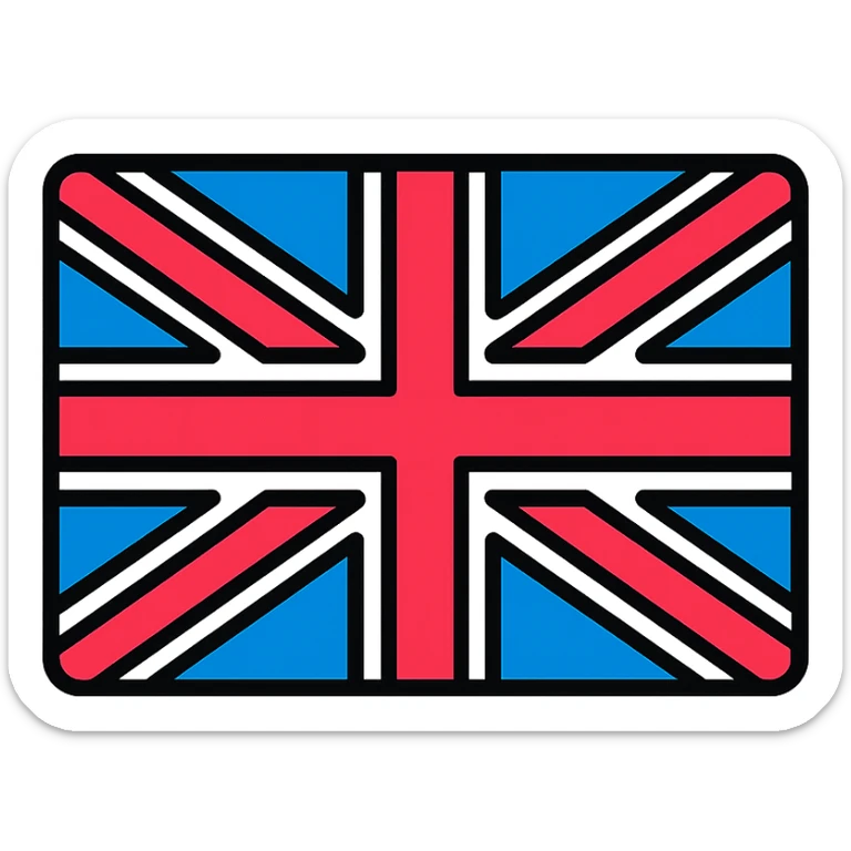 the flag of the United Kingdom, Union Jack, clean iconic style sticker