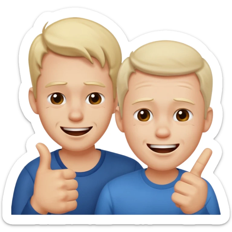 2 homme, un triste et l'autre qui le pointe du doigt en rigolant sticker