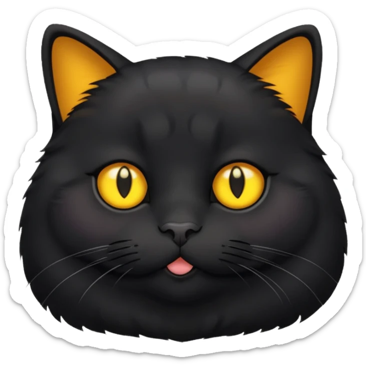 Un gato negro gordito con los ojos de color amarillos sticker
