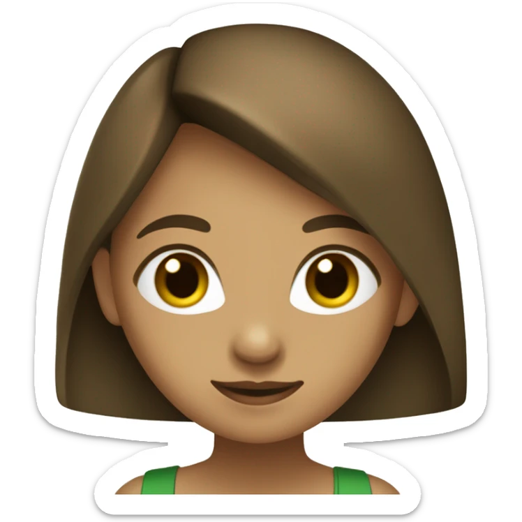 menina criança olhos verdes, cabelo no ombro marrom liso, pele bege claro sticker