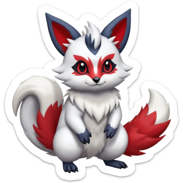 Absol-Zorua-Furret-Zangoose-Chinchilla-fusion-animal-Fakémon-hybrid-creature  sticker