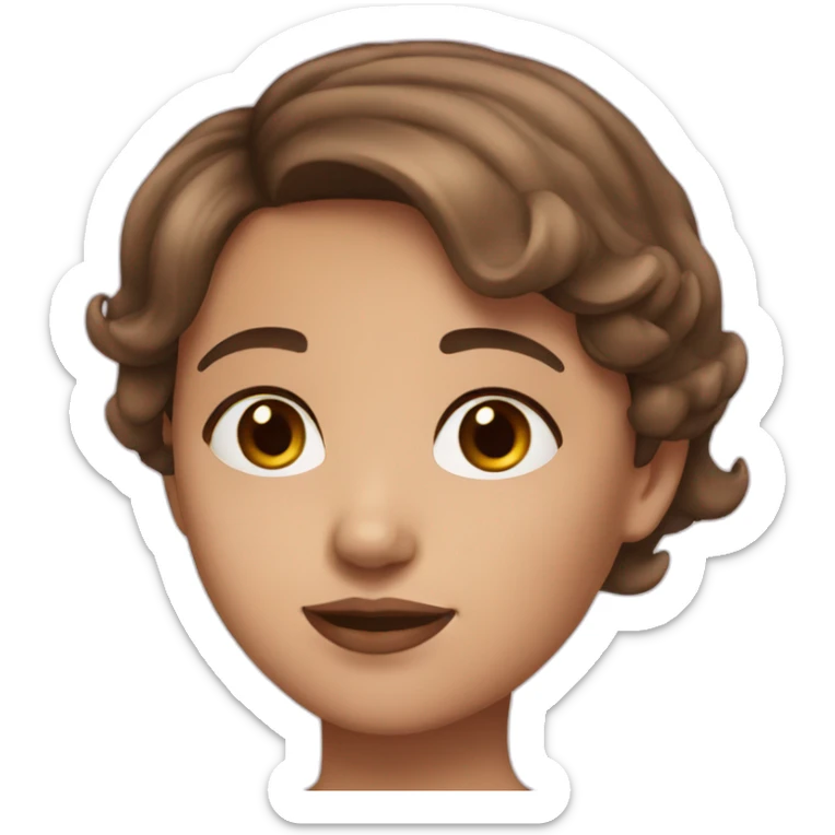 Girl with short brown hair brown eyes light pink lips sticker