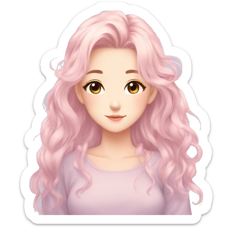 Gorgeous Beautiful Anime-Pastel-Girl with pretty hair aesthetic sticker