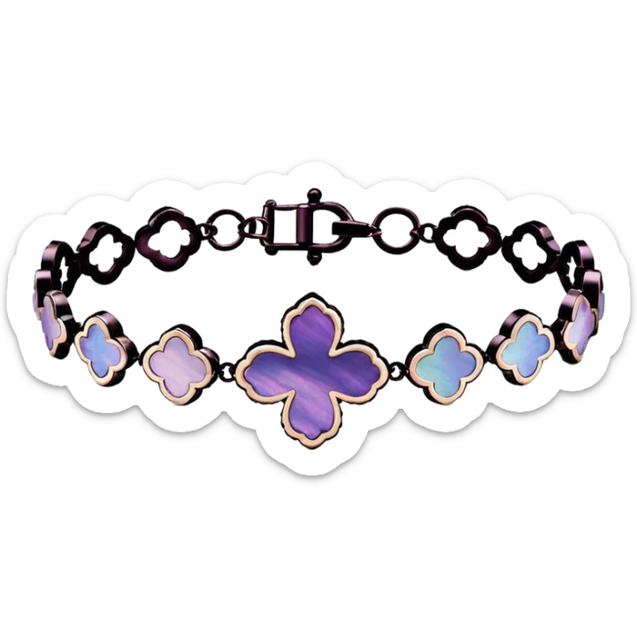 Van Cleef Vintage Alhambra bracelet in Mother of pearl purple sticker