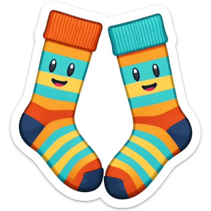 A pixel art emoji of a pair of socks in a retro 16x16 or 32x32 pixel style, using a limited color palette sticker