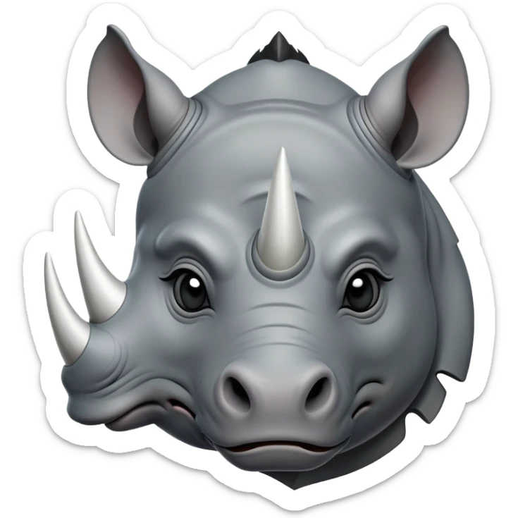 cinematic-noble--rhinoceros-portrait-emoji,slate-grey-hide-poised-and-regal,-with-a-massive,-powerful-build-and-a-thick,--deep-set-soulful-piercing-eyes,-simplified-yet-sharp-and-sophisticated-features,-highly-detailed,-large-black-eyes, white horn sticker