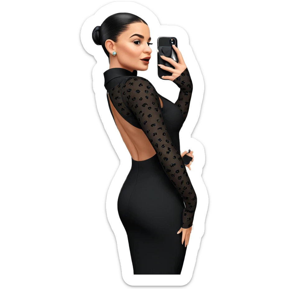 selfie in stylish black dress sticker