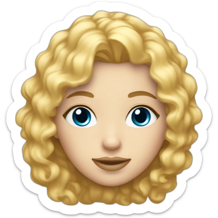 Femme à la peau claire, cheveux bouclés blonds clair et yeux bleus clairs  sticker