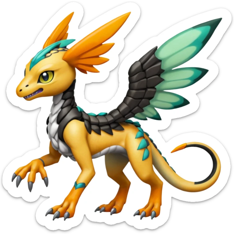 Meloetta-Greymon-Trico-Pokémon-Fakémon-fusion-hybrid-creature sticker