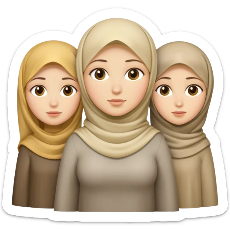 üç kız kardeş biri uzun kumral biri kısa boylu esmer ve biri de orta boylu biraz kilolu ve hijablı sarışın sticker