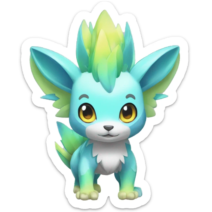 Cute cool shiny colorful animal hybrid Fakemon full body sticker