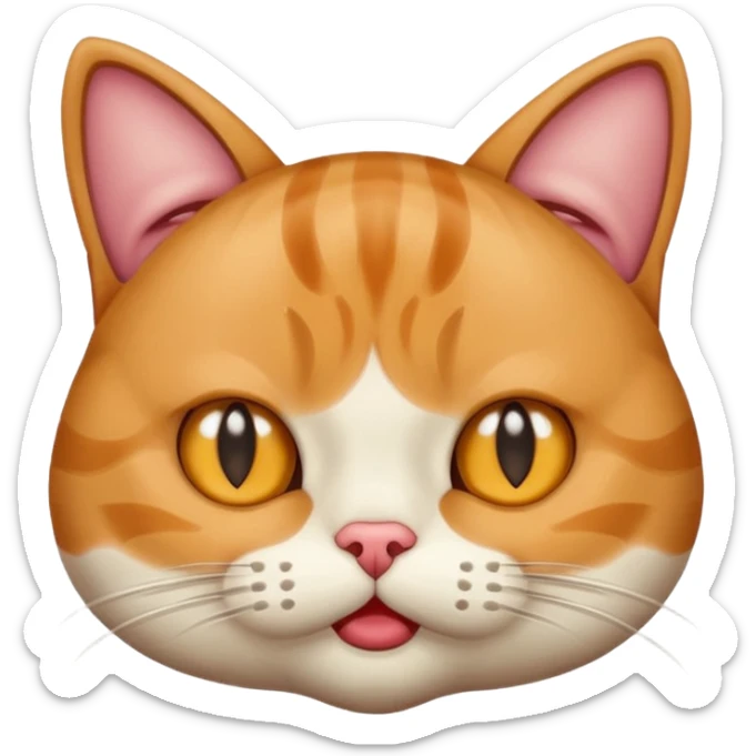 Very sus looking cat with spit coming out of their  mouth and dreaming eyes sticker