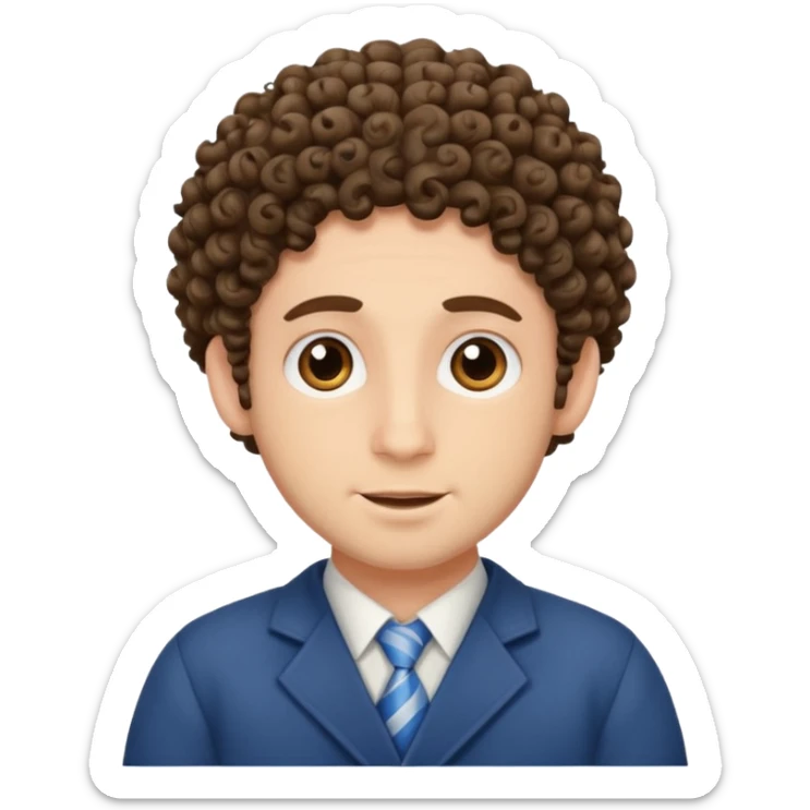 jewish man's face, wearing a tiny yarmulke and curly hair strands sticker