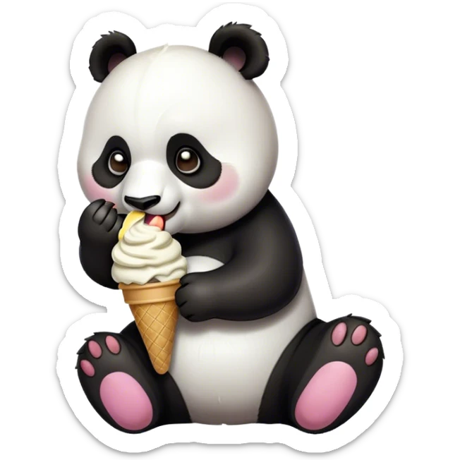 Panda eating ice cream sticker