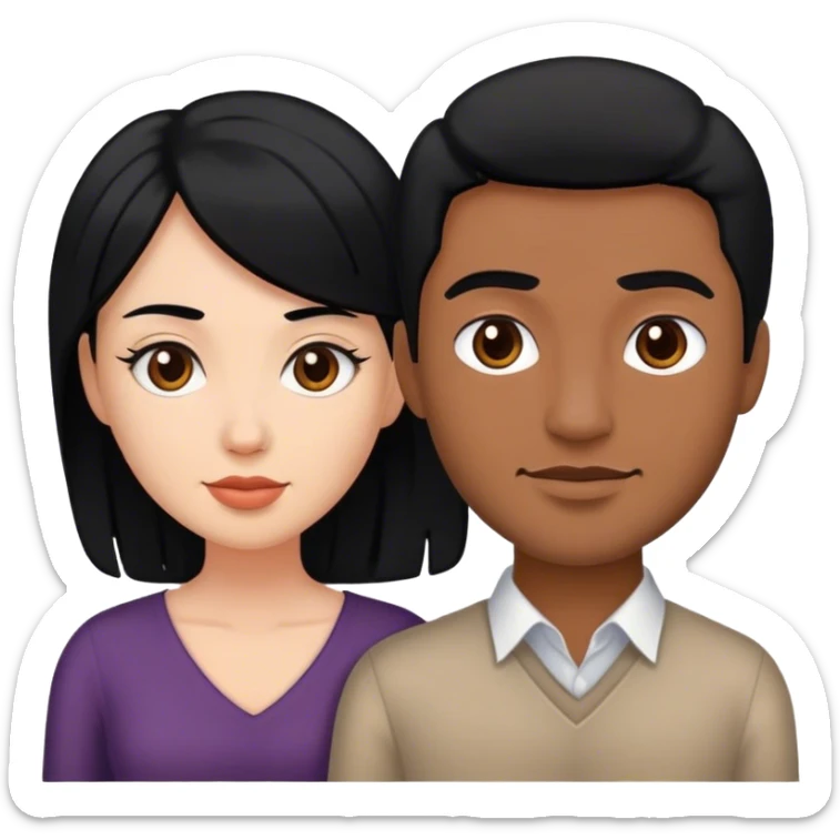 Quiero que sea una pareja y que la mujer sea peli negra y el hombre sea moreno  sticker
