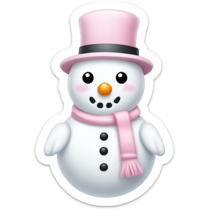 Cute white and light pink snowman sticker