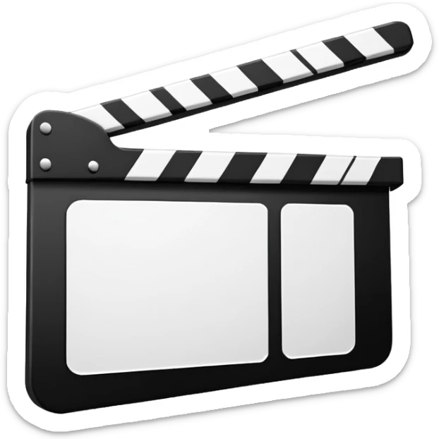ultra simplified movie clapper, just two rectangles and a line, stripped of all details, pure geometric abstraction sticker