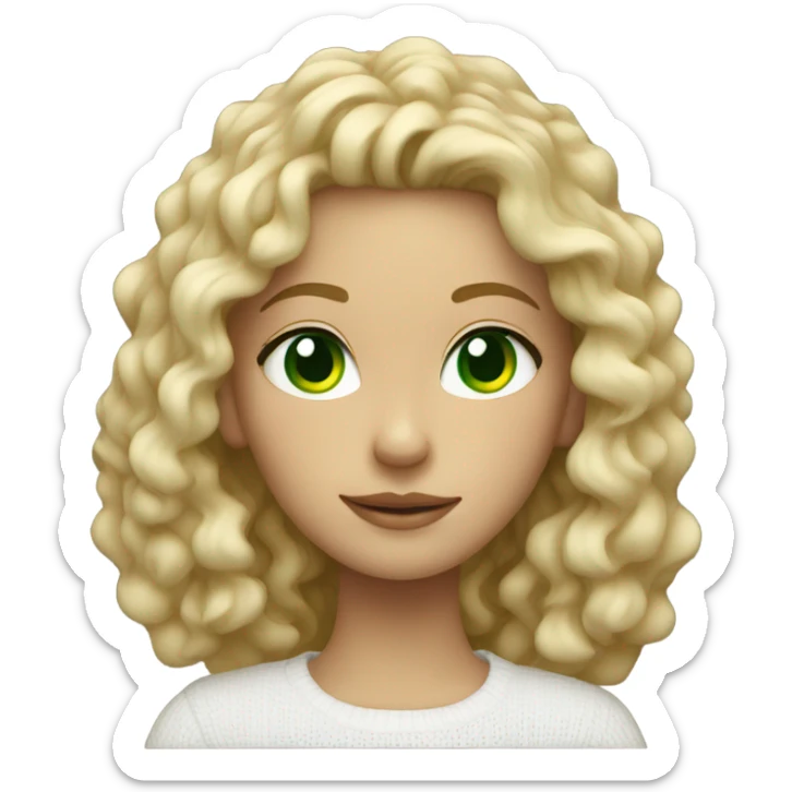 girl with blonde curly hair green eyes in white sweater sticker