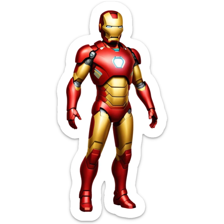 Iron Man superhero with a pregnant belly, red and gold metal suit sticker