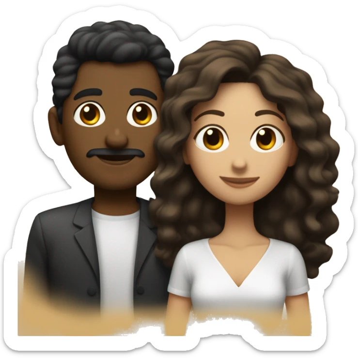 Un chico moreno con pelo negro y una chica blanca con pelo castaño sticker