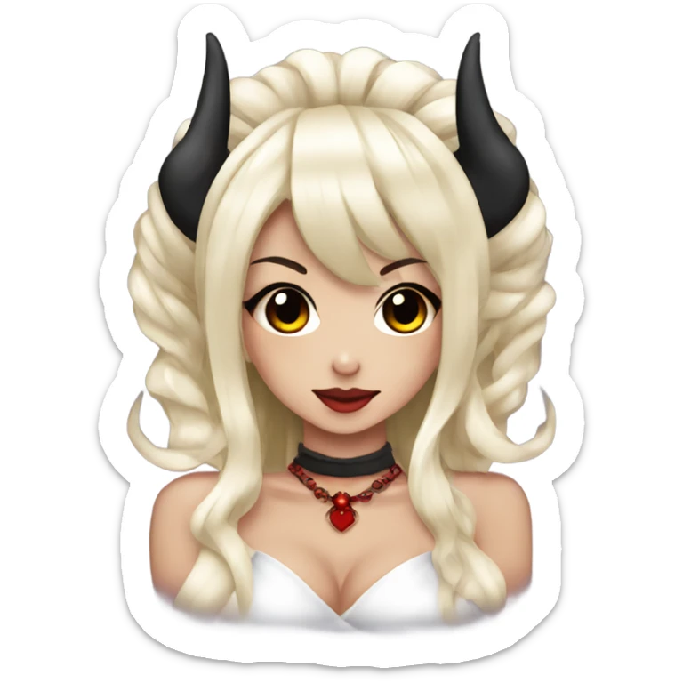 hime gyaru oni girl, red skin, black hair sticker