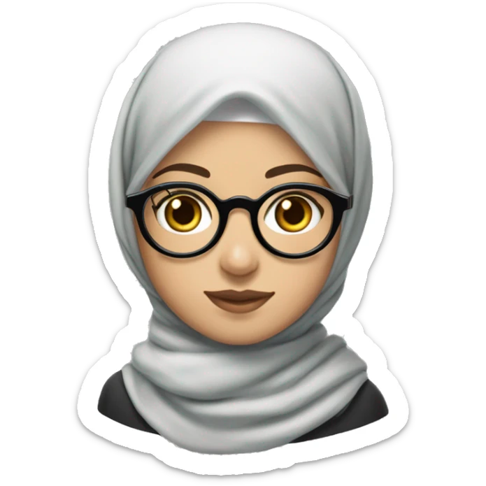 Palestinian girl, white skin, with a vela hijab and round Harry Potter glasses and also wearing a keffiyah sticker