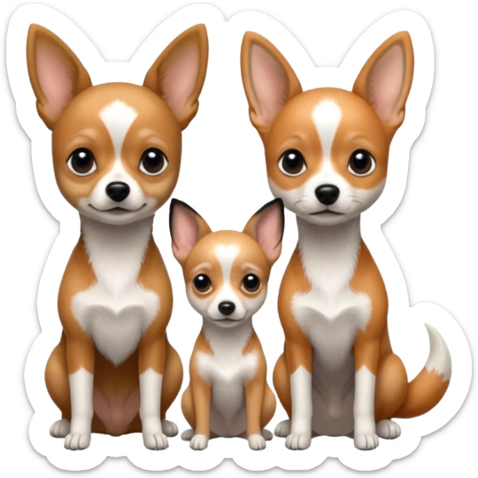 3 cagnolini seduti (ciuaua, bassotto,  fox terrier ) in bianco e nero con vestitini in maglia sticker