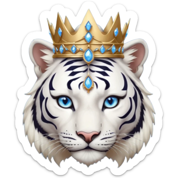 ESO Female white/black tiger khajiit leader of the umbral rose, blue eyes, blue 'third eye' gem, something symbolizing leadership ruling  sticker