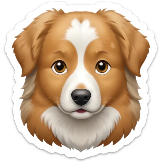 Australian Shepherd golden retriever tan eyebrows  black and speckled grey fur on chest. "No white" sticker